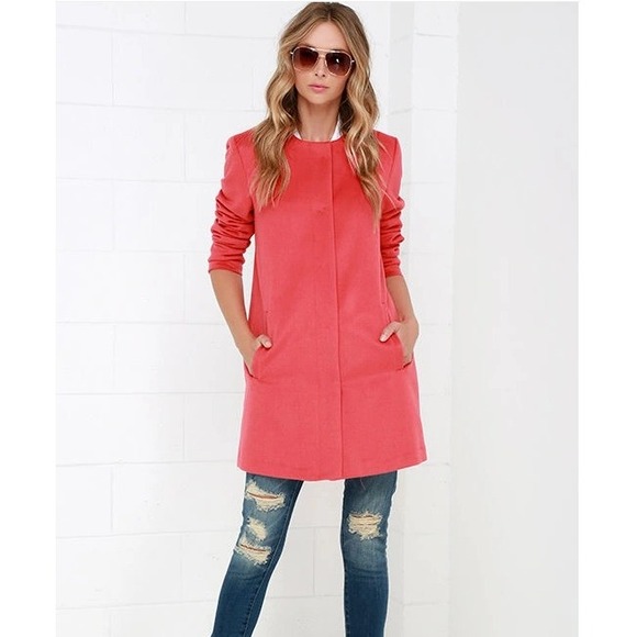 BB Dakota Jackets & Blazers - BB Dakota Catina Coral Red Coat Wool Blend Size Medium